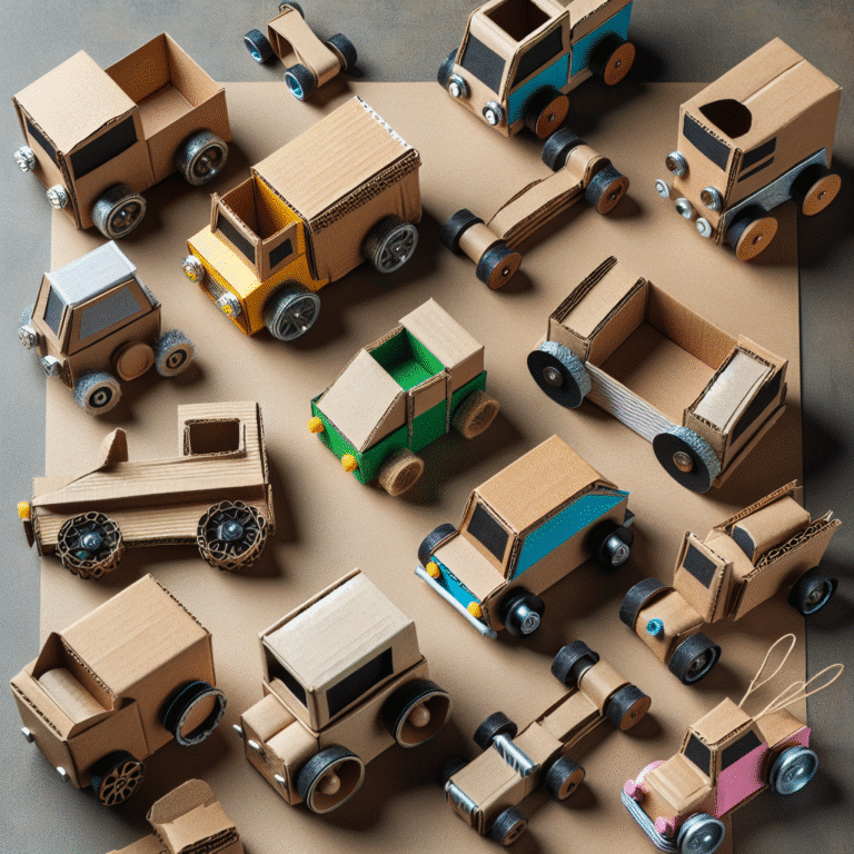 Carrinhos feitos com caixas recicláveis