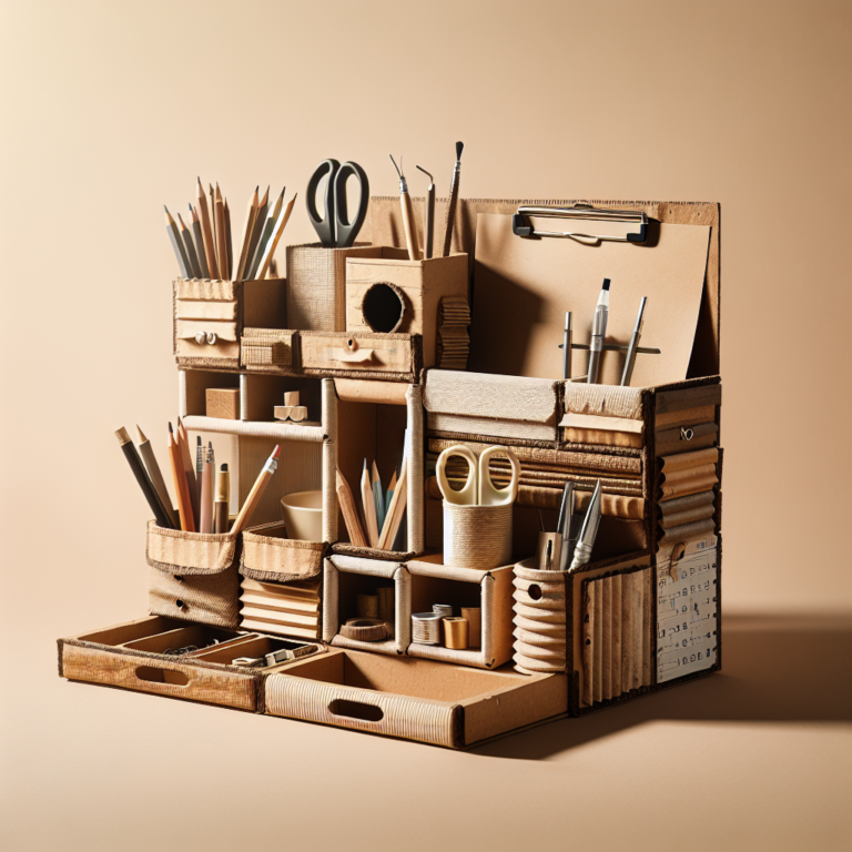 Organizador de mesa com materiais recicláveis