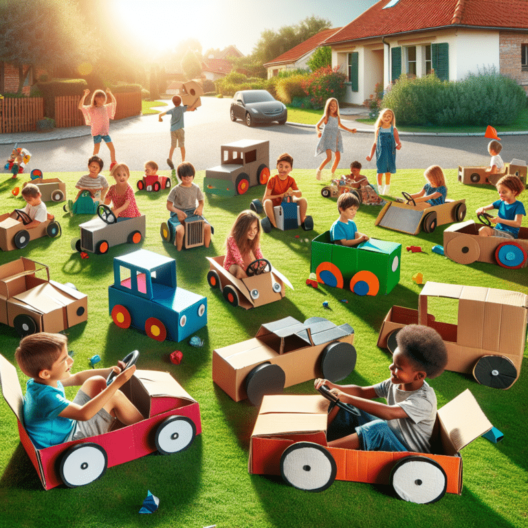 Carrinhos rápidos e fáceis com caixas de papelão