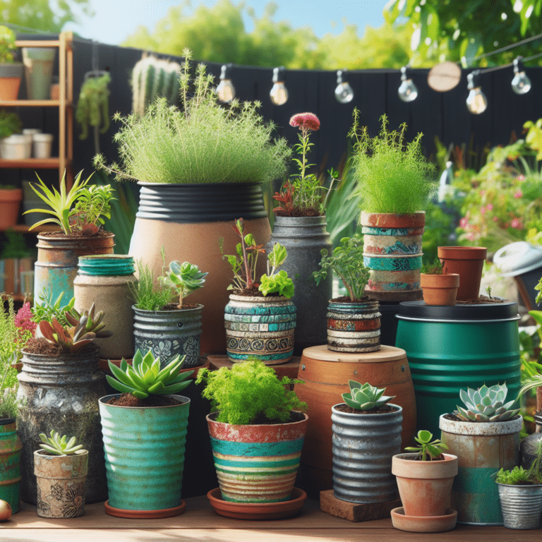Vasos de plantas sustentáveis feitos com recicláveis